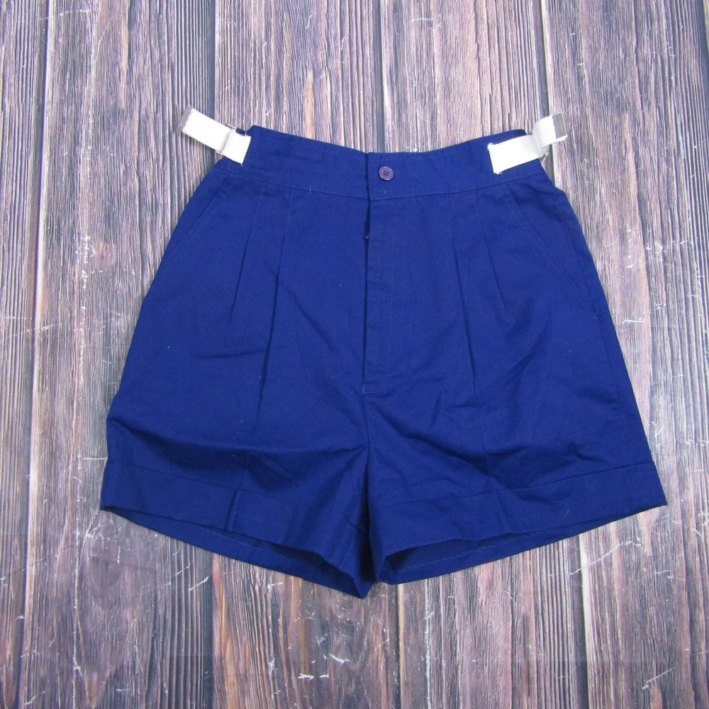 Vintage Ship 'n Shore Chino Shorts Womens 8 Blue Pleated Adjustable 90s